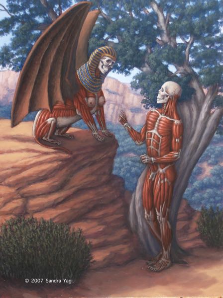 Oedipus and Sphinx, oil on panel, 2007, 24x18 SOLD